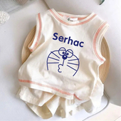 t恤短裤 男女童纯棉背心套装 儿童宝宝洋气无袖 薄款 两件套 2024夏装