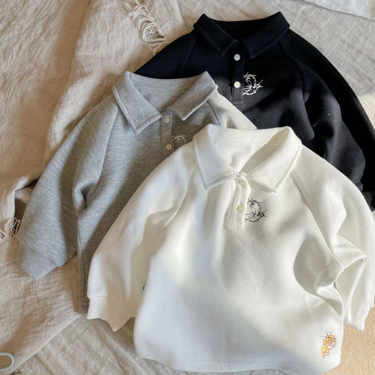 男童长袖POLO衫春秋翻领卡通印花