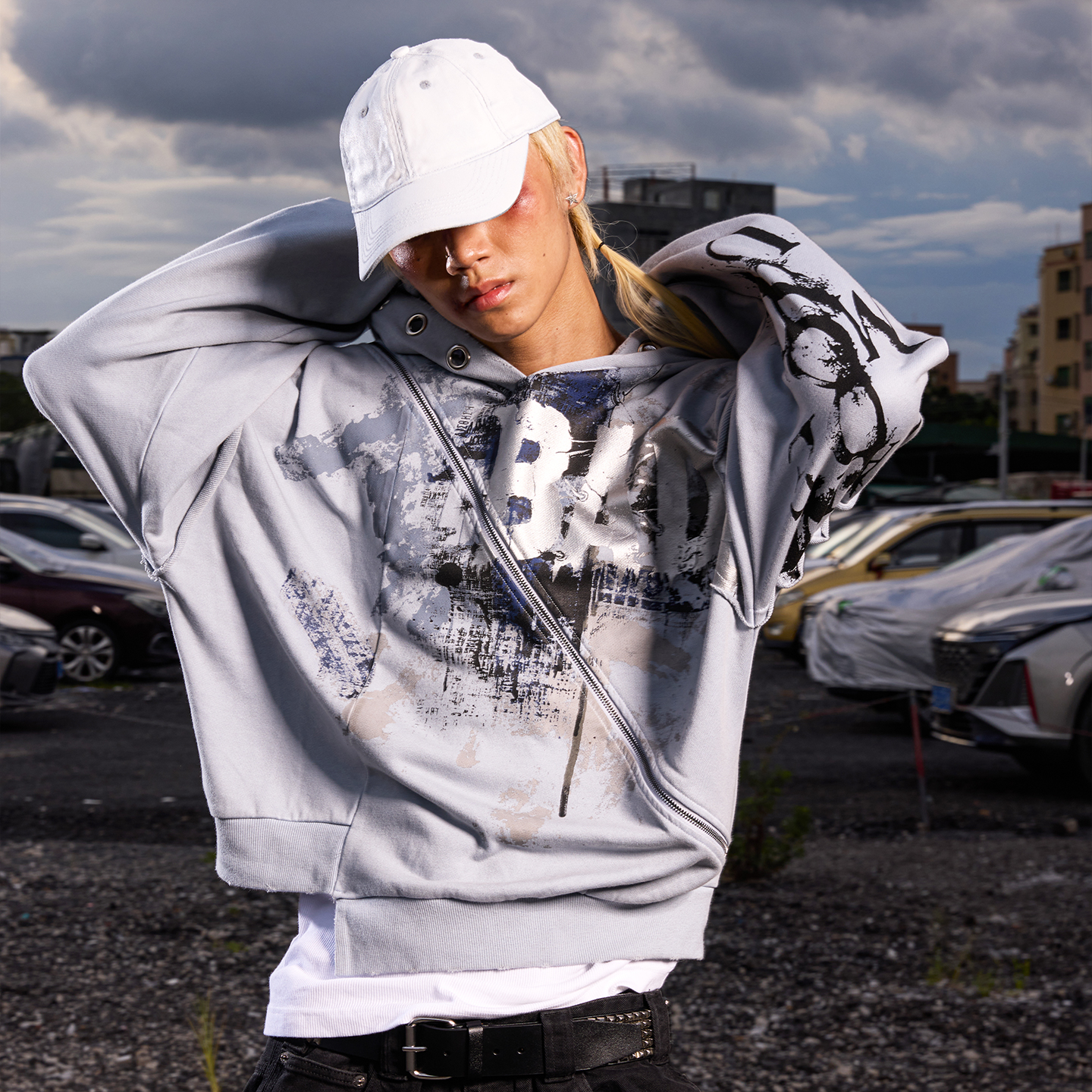 DreamBand嘻哈做旧蓝色卫衣