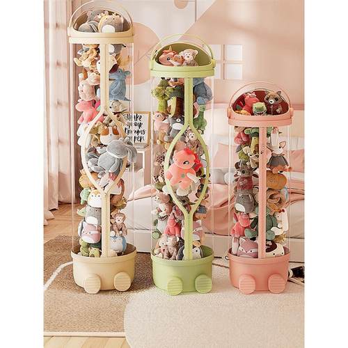 日本进口品质娃娃收纳桶毛绒玩具收纳神器玩偶公仔收纳筒拉链款