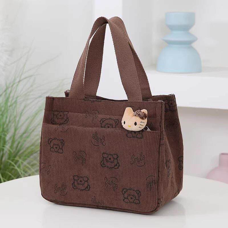 通勤出门上班族帆布杂物拉链小拎包大容量高级感手提袋洋气提饭包