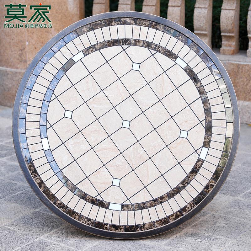 莫家户外家具铸铝单桌单卖别墅庭院花园餐桌欧式仿大理石桌面铝桌