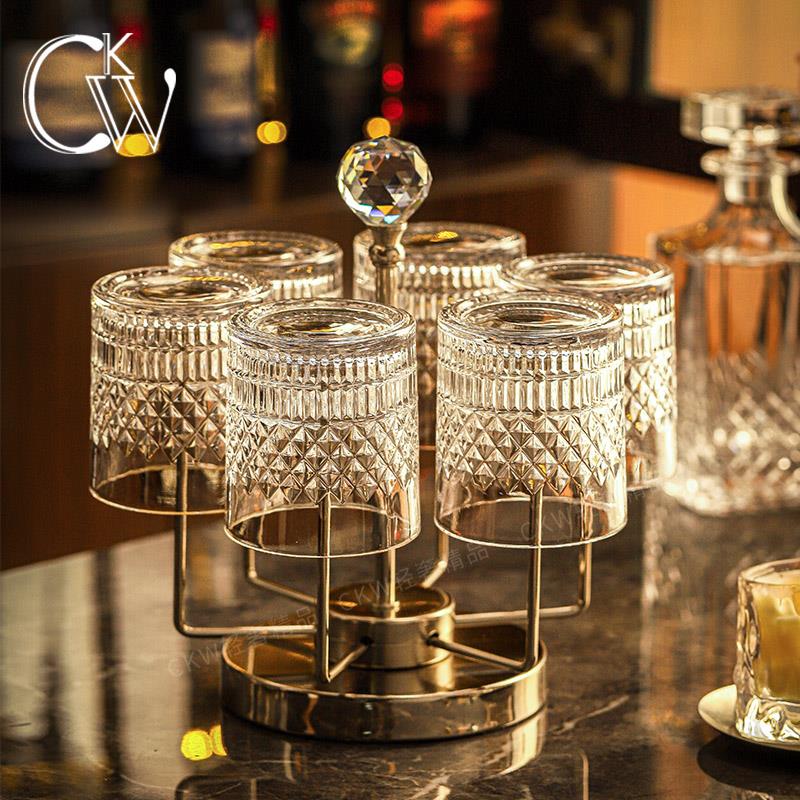 CKW 轻奢水晶玻璃威士忌酒杯套装洋酒杯高级感啤酒杯高档家用杯架