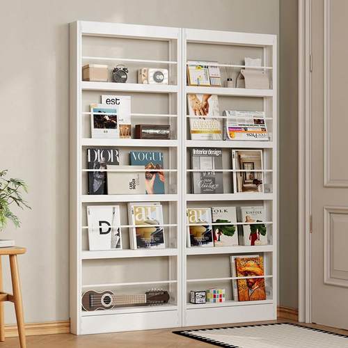 超薄钢制书架窄款门后书架绘本架一体靠铁艺收纳架落地多层置物架