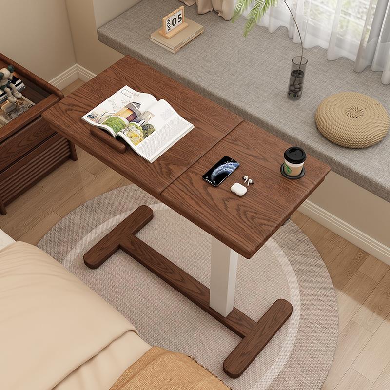 新款实木床边桌带轮可移动升降笔记型电脑桌沙发边桌边几床上桌子