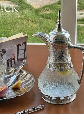 click复古雕花浮雕玻璃冷水壶凉水壶欧式轻奢风家居装饰茶水壶