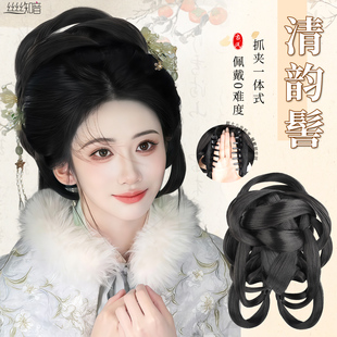 古风汉服假发仿真发懒人抓夹发髻一体式古风造型自然增发量假发包