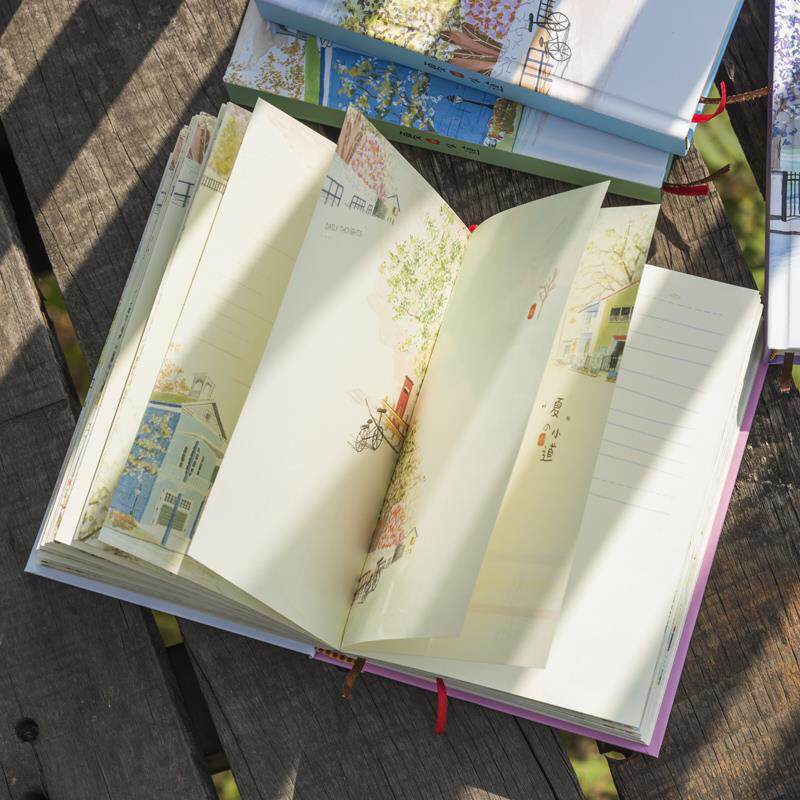 新疆包邮小清新彩页插画日记本子唯美可爱手账 女生文具毕业礼物