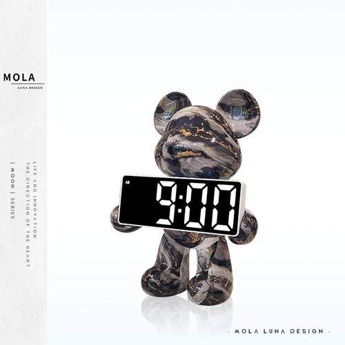 MOLALUNA.Shift.摆件轻奢暴力熊时钟客厅桌面台式钟表摆放 | 水转