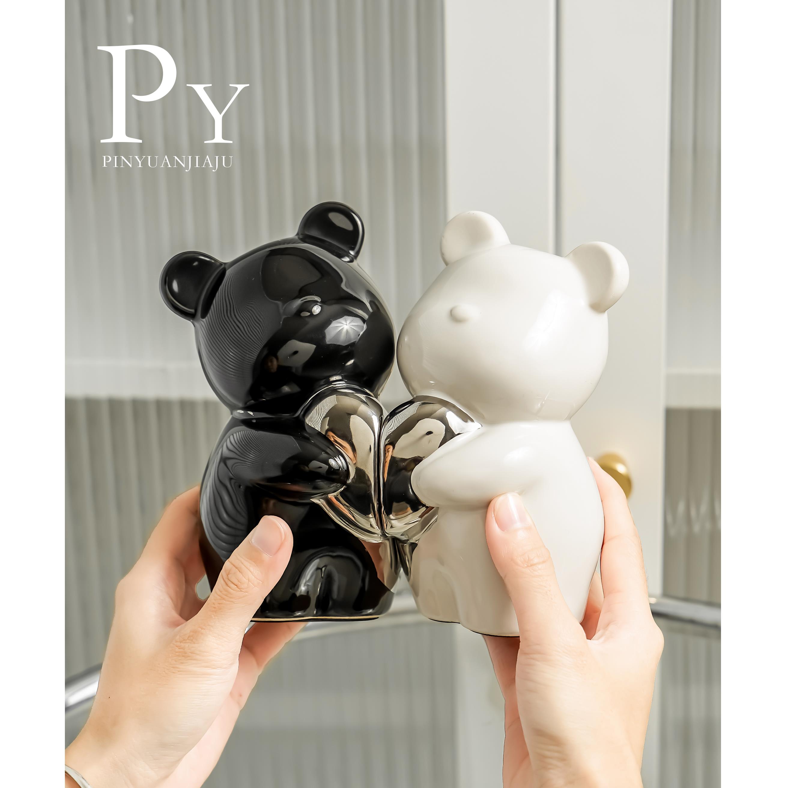 暴力熊书立书档治愈摆件客厅乔迁送人玄关工艺品餐边柜展示柜陶瓷