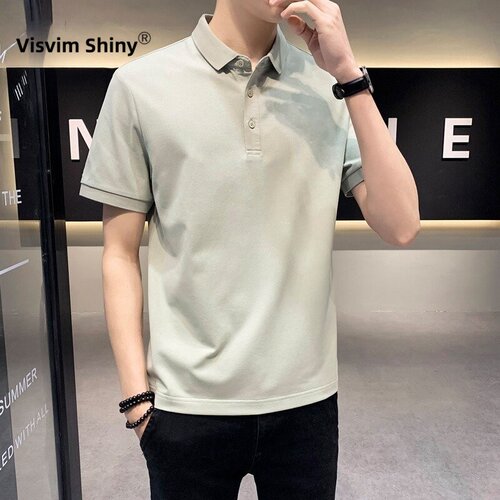 VISVIM SHINY翻领男士短袖t恤夏季新款纯色polo衫半袖衫百搭上衣