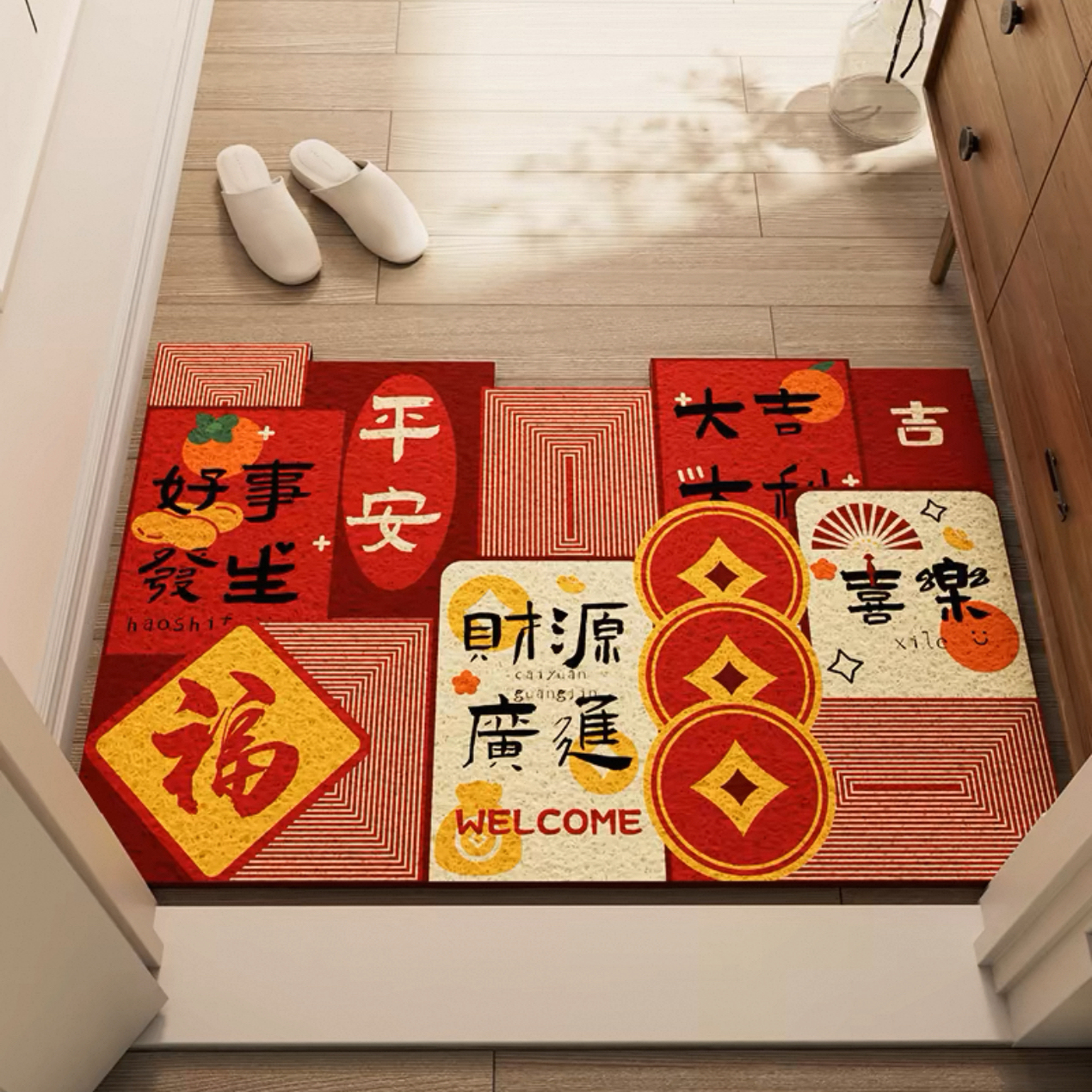入户门丝圈地垫防滑耐脏红色脚垫