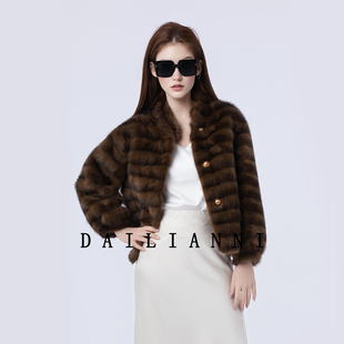 2025新款时尚轻奢风紫貂绒立领短款皮草环保水貂绒外套女皮毛一体