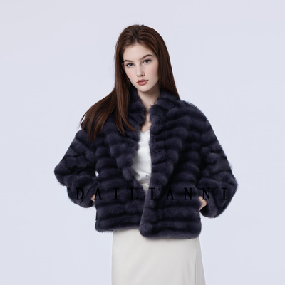2025奢华质感紫貂立领皮草短外套