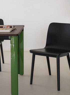 JOLOR北欧现代简约家用意式极简丹麦餐桌椅子白橡木实木餐椅黑色