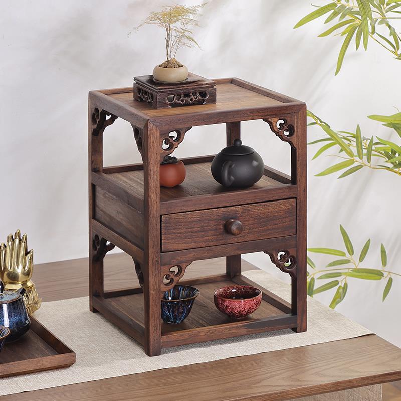 中式实木桌面博古架茶杯架子茶壶置物架茶具收纳层架紫砂壶小展示
