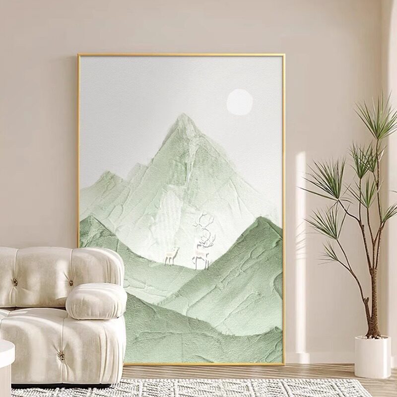 奶油风客厅装饰画小清新沙发背景墙壁画落地画高级肌理感纯手绘画