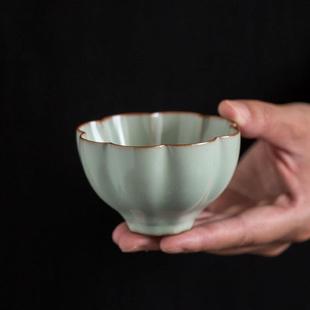 天青汝窑主人杯汝瓷品茗杯个人杯复古手工茶盏单杯陶瓷功夫茶杯