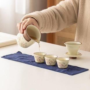 汝窑旅行茶具户外露营喝茶装 快客杯 备功夫小套装 一壶一杯便携式