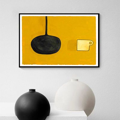 小众艺术装饰画蓝黄色静物抽象挂画北欧ins餐厅厨房壁画饭厅墙画