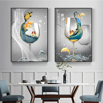 餐厅装饰画现代简约高档饭厅挂画餐桌背景墙轻奢水果创意酒杯壁画