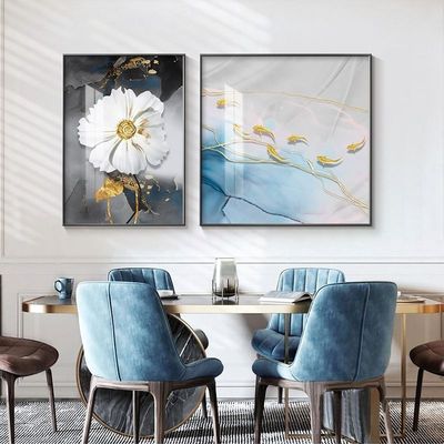 创意图轻奢客厅现代满装饰画高档简约钻餐厅饭厅壁画挂画九鱼墙面