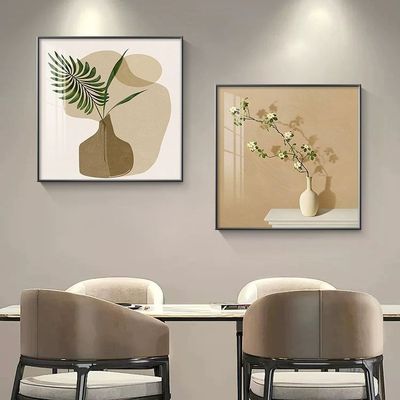 餐厅装饰画现代简约饭厅挂画酒杯花瓶二联创意餐桌墙面壁画北欧风