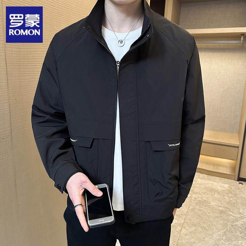 罗蒙男士休闲外套2025新款春秋季潮流百搭立领夹克帅气春装上衣服