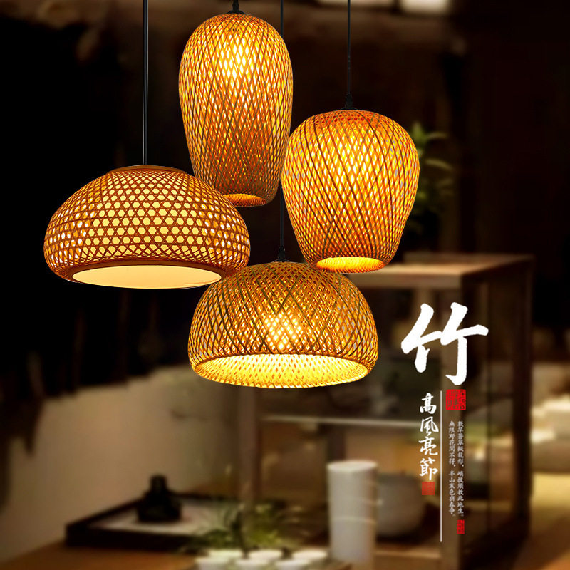 竹艺竹编吊灯创意古典个性火锅店餐厅日式民宿中式藤艺吊灯茶楼灯