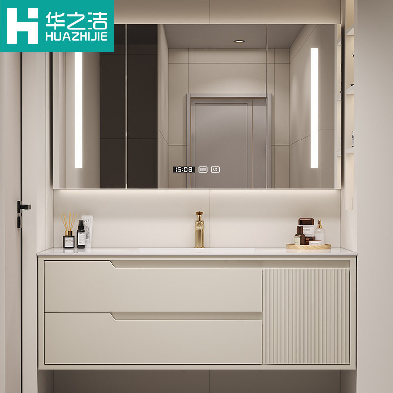 现代岩板无缝拼接陶瓷盆实木浴室柜组合轻奢橡木简约卫生间洗漱台,电子元器件市场,电线扎带/束线带,淘宝优惠券,粉丝福利购,淘宝优惠卷