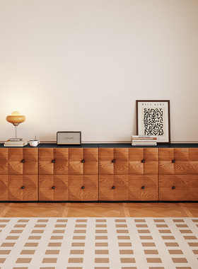 法式中古风玄光客厅电视柜实木斗柜餐边复古斗柜家用卧室床头柜子