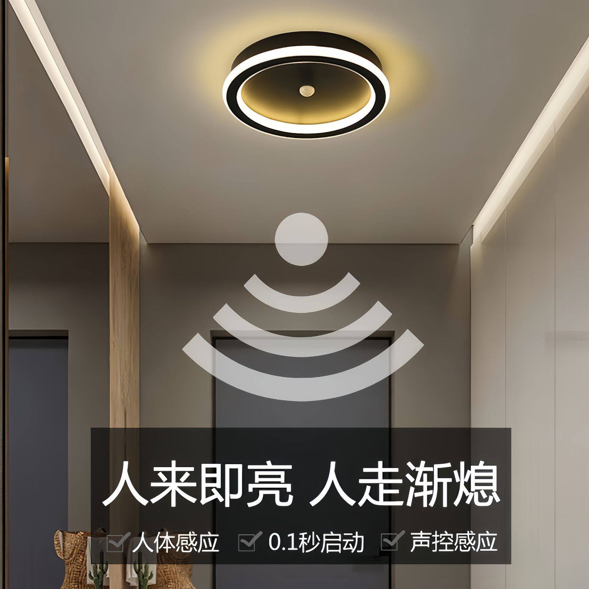 人体感应灯led过道灯走廊灯简约现代入户门厅灯楼梯间光控吸顶灯