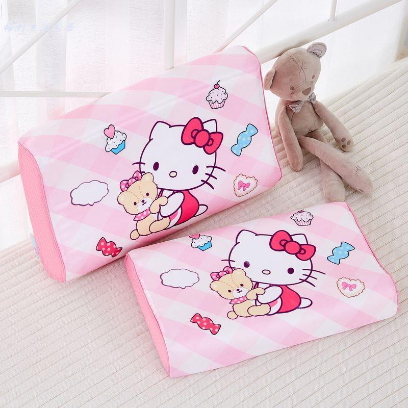 哈喽kitty枕头冰丝女童枕套枕芯套装kt乳胶枕小学生凯蒂猫单人枕
