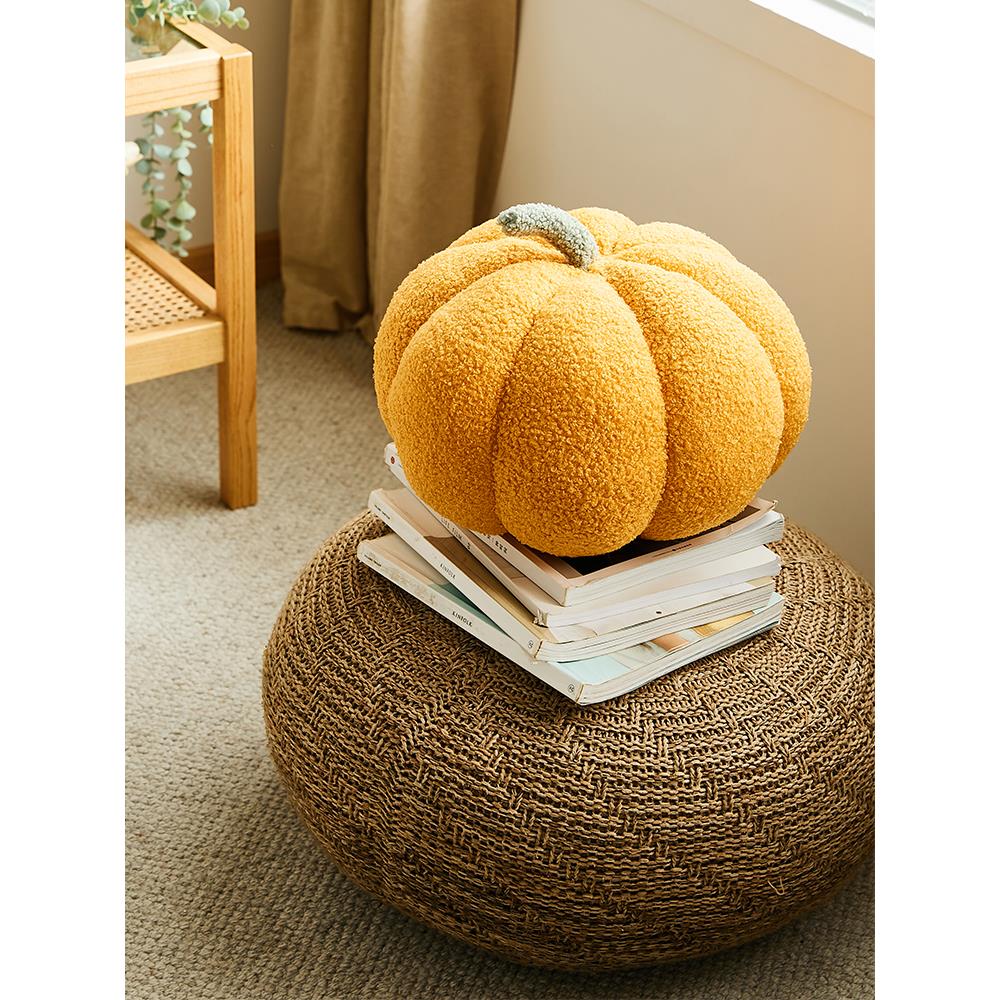 蔓越家 北欧ins风创意毛绒南瓜毛毛抱枕可爱圆形沙发客厅填充靠垫