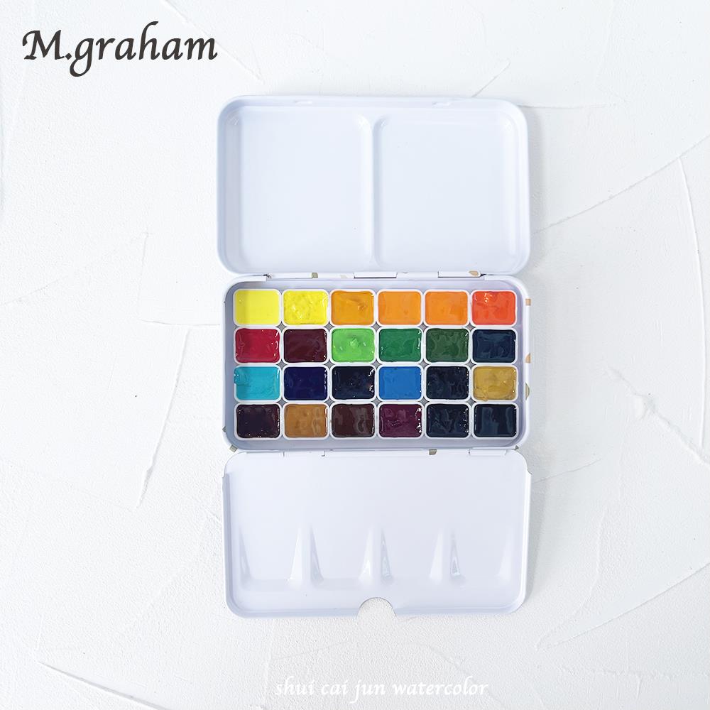 M.Graham格雷姆MG70色24色分装固体高级水彩颜料套装铁盒1ml2ml