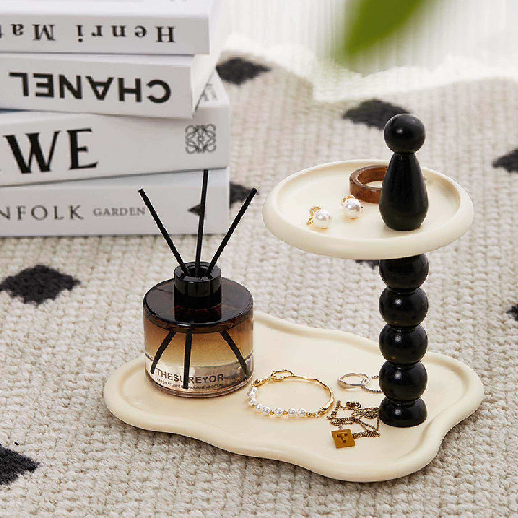 桌面置物架入户玄关多功能创意摆件ins卧室首饰香薰木质收纳托盘