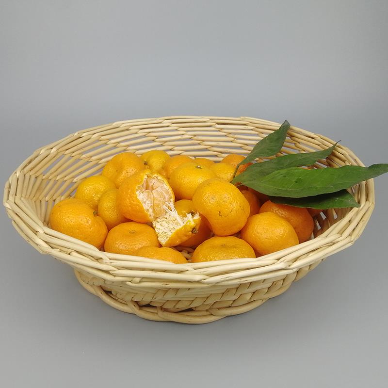 藤编馒头筐水果盘家用编织放馍篮子酒店桌面圆形面 面包收纳篮砂