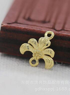 爆款饰品铜24k金保色9*9MM流苏双吊连接迷你发簪配件B1482