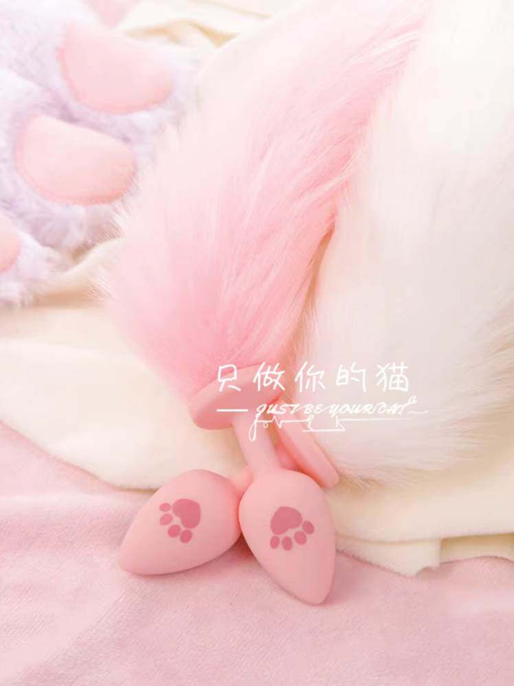 性感尾巴插件你的小猫可爱兔子猫爪尾巴穿戴萝莉女朋友内衣配件