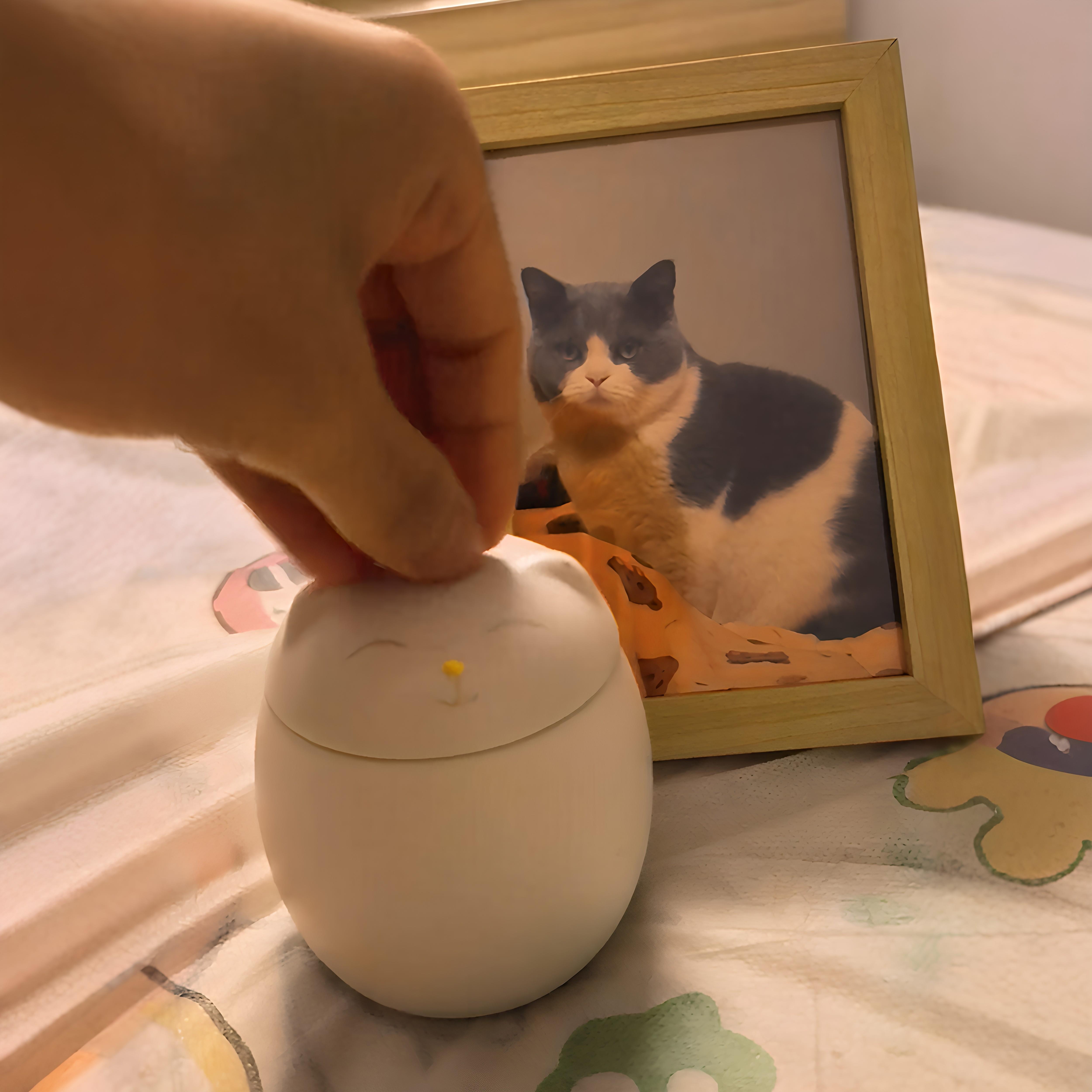 陶瓷猫咪骨灰罐宠物骨灰坛小猫狗狗去世纪念骨灰盒防潮密封骨灰盅