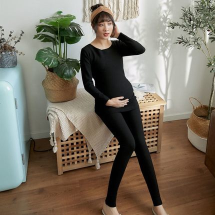 孕妇装秋衣秋e裤保暖衣套装秋冬季加绒加厚宽松内衣孕妇睡衣家居