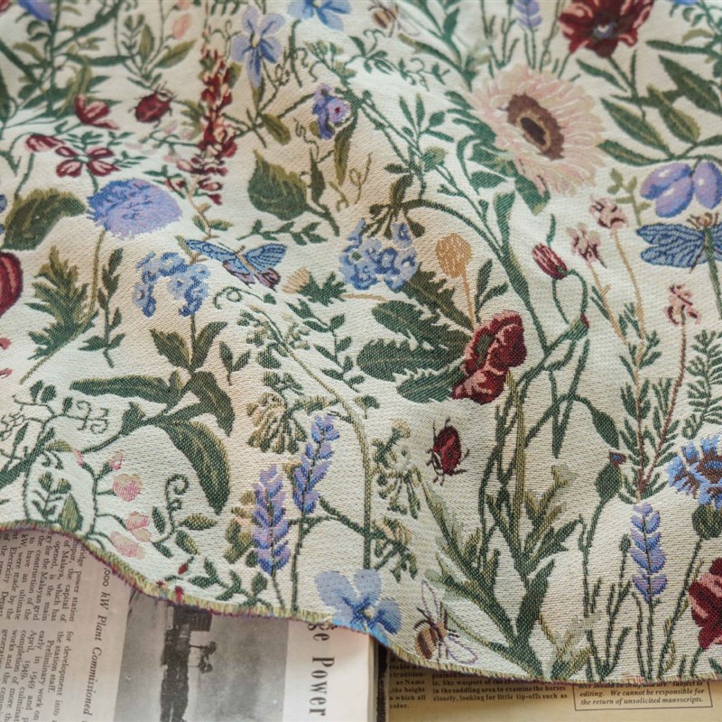 田园风粗纺女装春秋沙发布赫本风连衣裙面料箱包厚实外套装饰布料