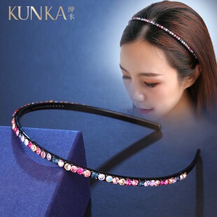 水钻发箍女简约女百搭外出带齿防滑发旅头箍细头饰品发卡发夹成年
