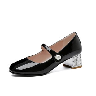 黑色皮鞋女童公主水晶鞋女孩钢琴走秀演出鞋配礼服单鞋儿童高跟鞋