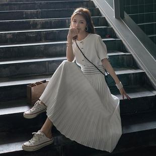 雪纺连衣裙女夏天2023新款法式初恋森系白色超长款到脚踝仙气长裙