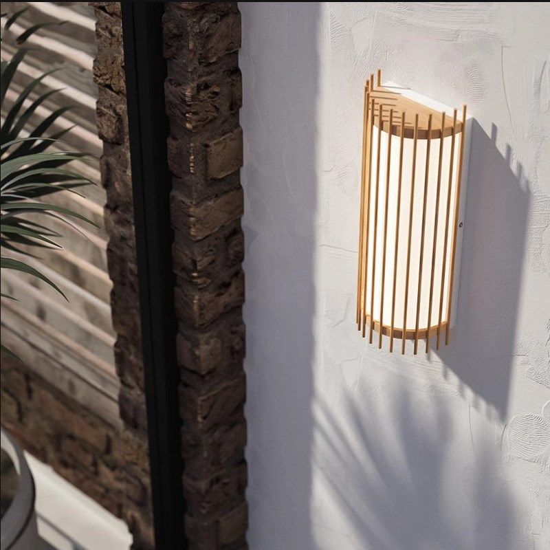 日式原木风壁灯ledo客厅背景墙入户门口庭院墙侘寂风走廊实木壁灯