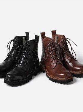 EX06055 GU1D1自由姿态 时间技艺I 水洗做旧捏褶马皮系带马丁靴女