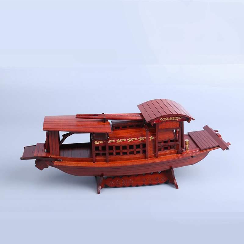 红檀红船木雕摆件不忘初心百折不挠敢为人先方得始终居家收藏