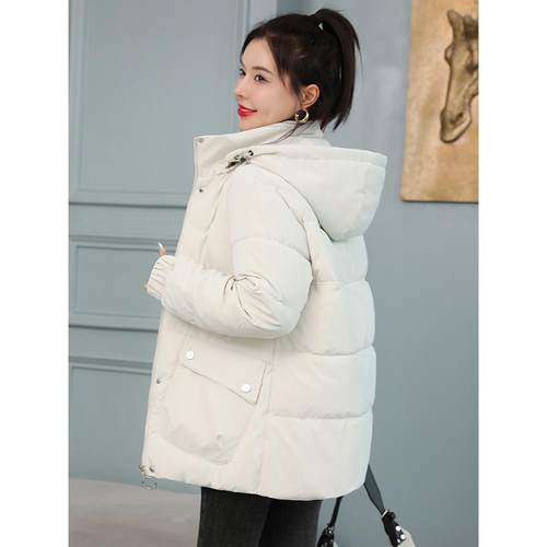 免洗亮面棉衣女中长款2023冬季新款棉服韩版大码宽松加厚棉袄外套