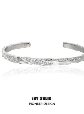 纯银不掉色重工小众手镯冷淡风高级设计感男女极简百搭情侣手环